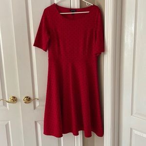Lands’ End Red with polka dots fit-and-flare dress